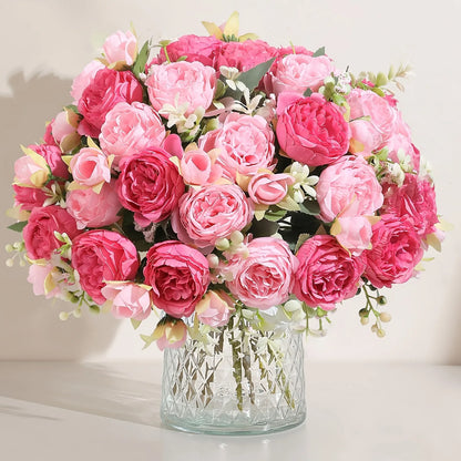 30CM Premium Silk Rose & Peony Artificial Flower Bouquet