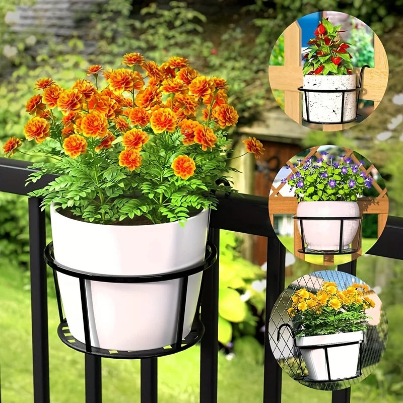 One pack of 1/2/3 iron art hanging flower pots with hanging hooks, metal plant planting hanging basket, detachable, for balcony