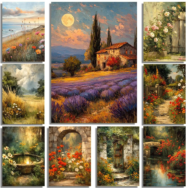 Retro Nostalgia Wildflower Farmhouse Canvas Art Poster
