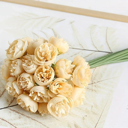 27-Heads Premium Silk Artificial Peony Bridal Bouquet