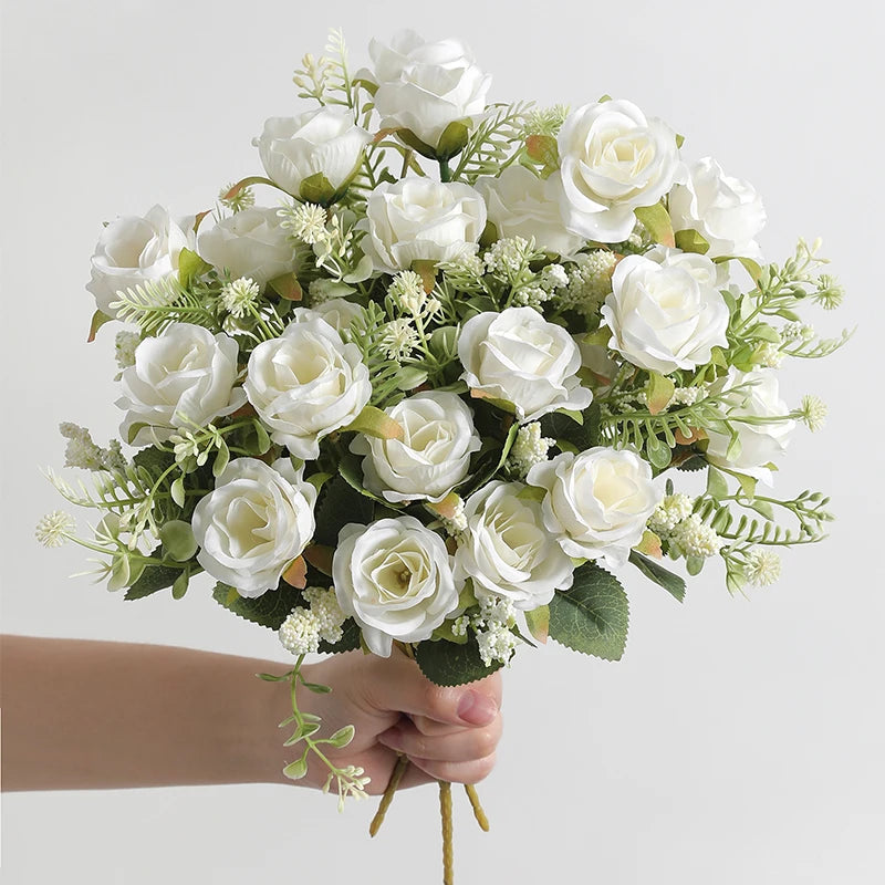 1/2/3Pcs Premium 30cm Silk Rose Artificial Flowers Bouquet
