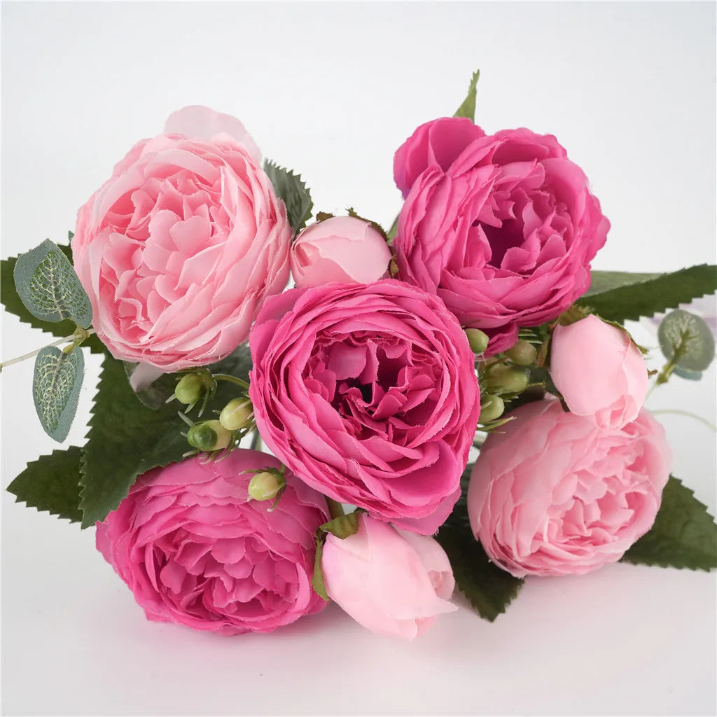 1 Bundle Premium Silk Peony & Rose Bouquet for Wedding Decor