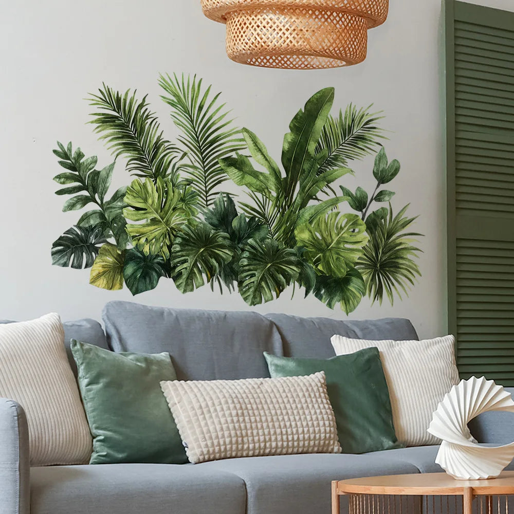 Watercolor Tropical Green Plants Wall Stickers (Removable Decals)